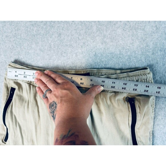 WXYZ Cargo Pants Tan Youth Size Medium - Zippers Pockets Elastic Waist - Picture 5 of 10
